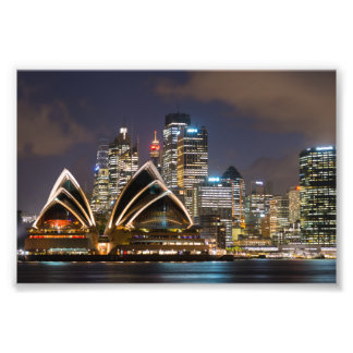 Sydney Opera house & cityscape på natten, Australi Fototryck