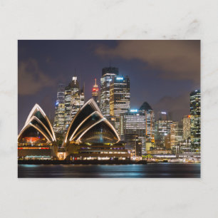 Sydney Opera house & cityscape på natten, Australi Vykort