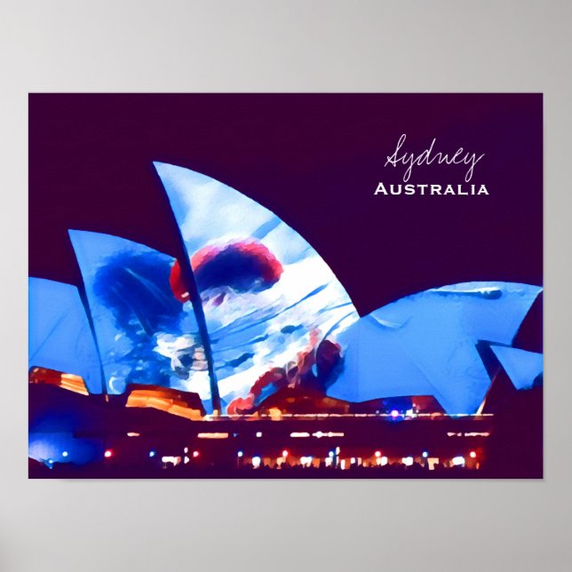 Sydney Opera House färglös Australien Poster (Framsidan)