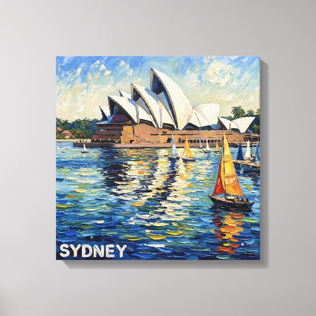 Sydney Opera House Harbor Sailing Stretched Canvas (Framsida)