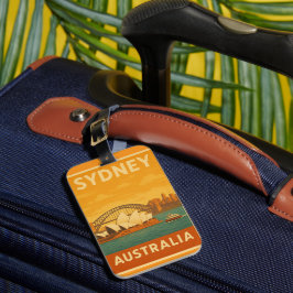 Sydney Opera House & Harbour Bridge Retro Bagagebricka