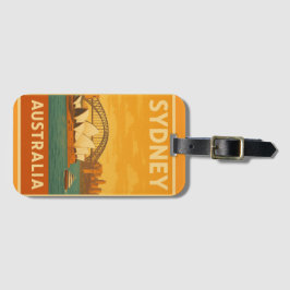 Sydney Opera House & Harbour Bridge Retro Bagagebricka