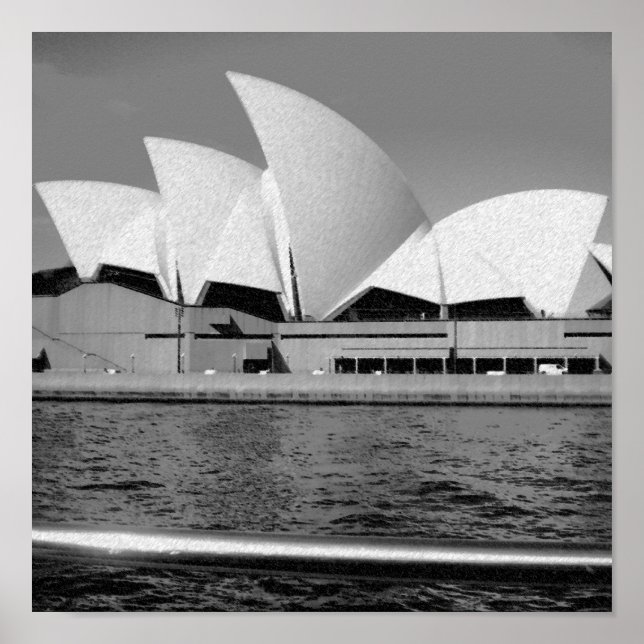 Sydney Opera House i Black and White Poster (Framsidan)