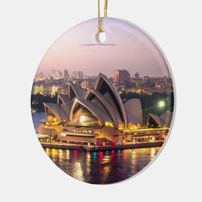 Sydney Opera House i kväll Julgransprydnad Keramik (Vänster)
