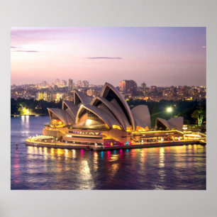 Sydney Opera House i kväll Poster