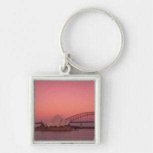 Sydney Opera House och hamn, New South Fyrkantig Silverfärgad Nyckelring