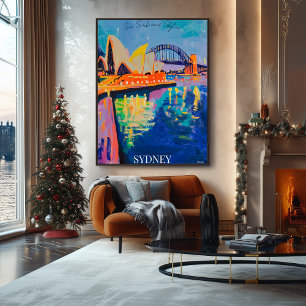 Sydney Opera House och Harbor Bridge i Fauvist Poster