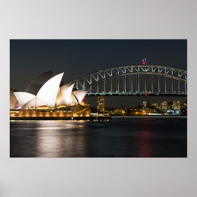 Sydney Opera house och Harbor bridge Poster (Framsidan)