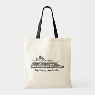 Sydney Opera House Outline w Musik noter Tygkasse