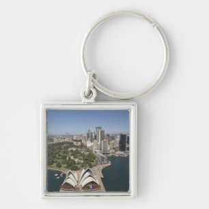 Sydney Opera House, Royal Botanic Gardens, CBD Fyrkantig Silverfärgad Nyckelring