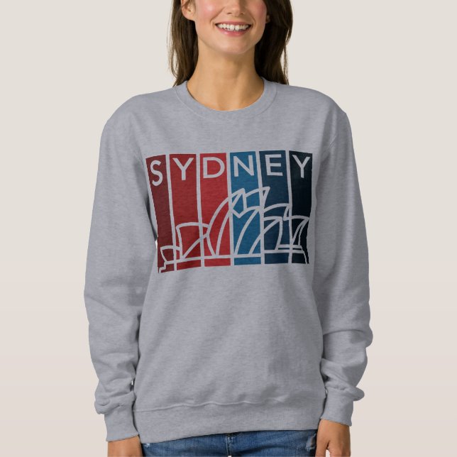 Sydney Opera House Shades of Red and Blue T Shirt (Framsida)