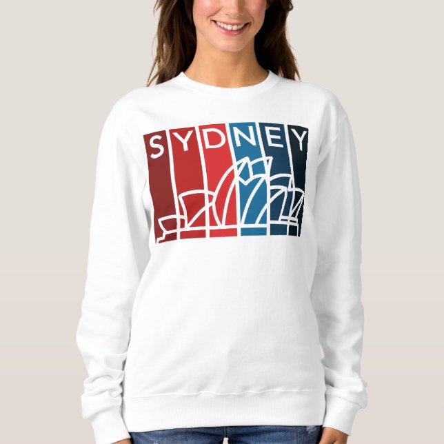 Sydney Opera House Shades of Red and Blue T Shirt (Framsida)
