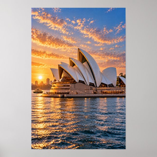 Sydney Opera House Solnedgång Harbor Väggkonst (Framsidan)
