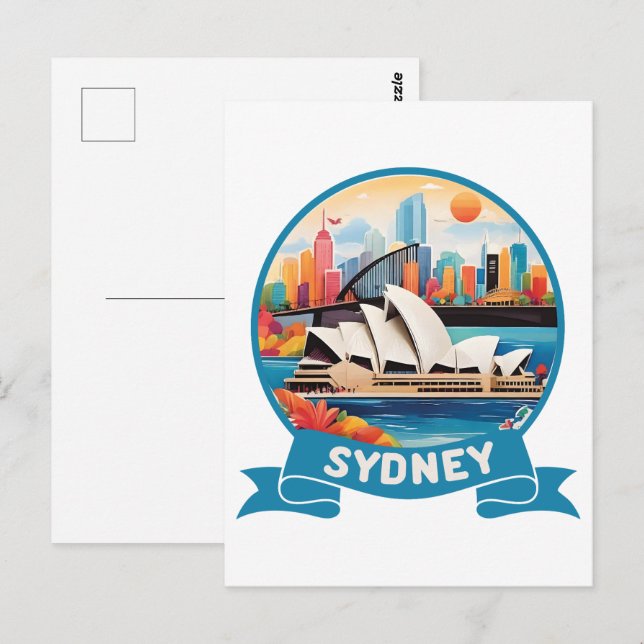 Sydney operahus Australien Vykort (Fram/baksida)