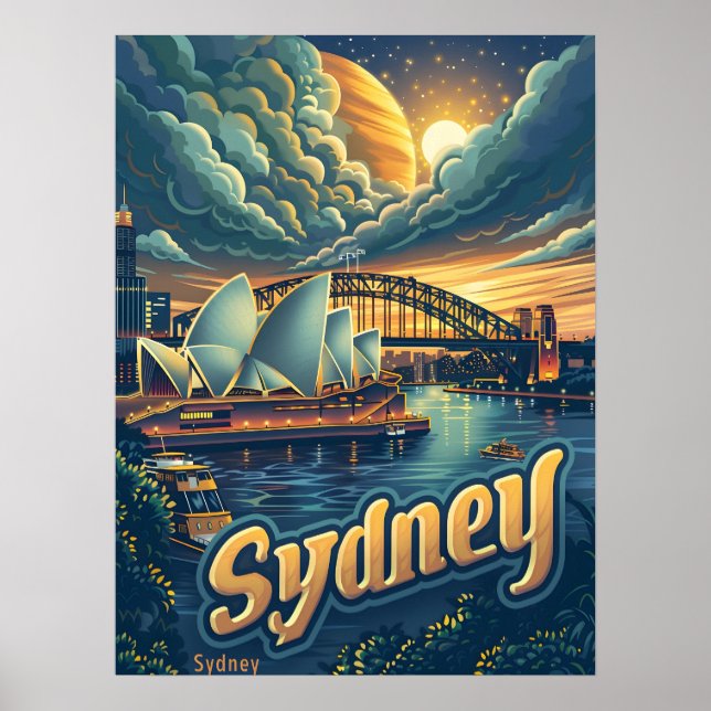Sydney på natten: Elegance at Opera House Poster (Framsidan)