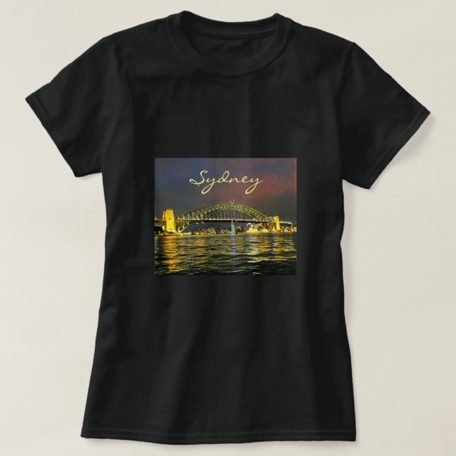 Sydney på natten Harbor Bridge Australia-resa T Shirt (Design framsida)