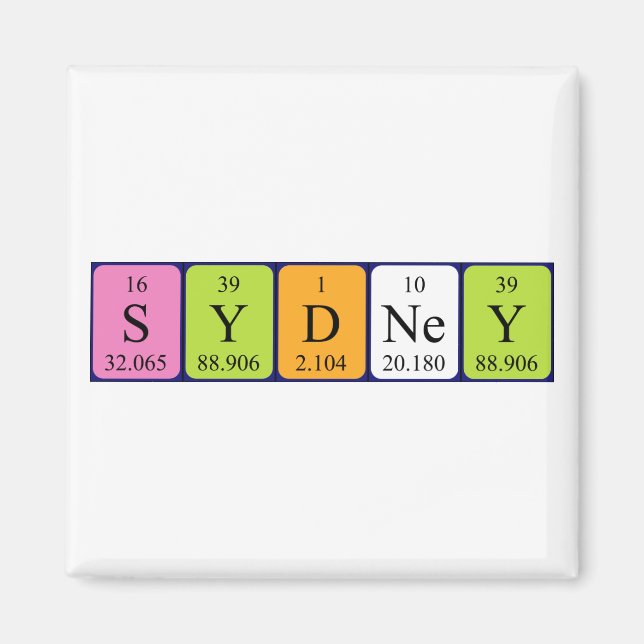 Sydney periodisk bord namn magnet (Framsidan)