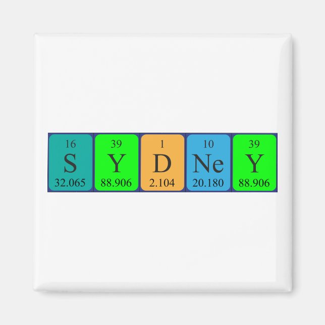 Sydney periodisk bord namn magnet (Framsidan)