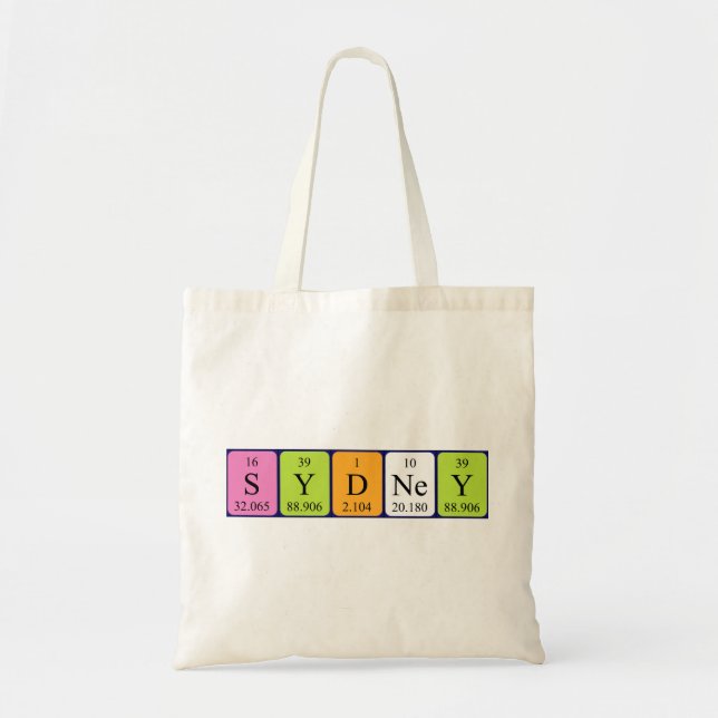Sydney periodisk bord namn tote bag tygkasse (Framsidan)