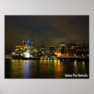 Sydney Port Australien/Nattan Himlar Poster