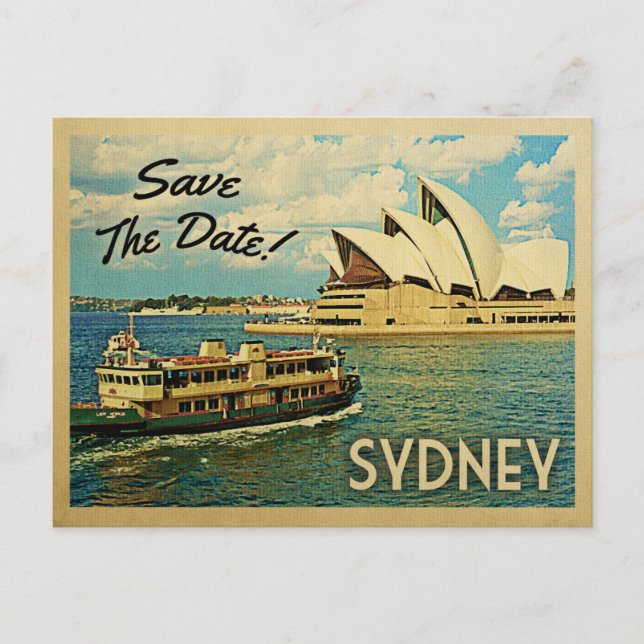 Sydney Save the Date Australia Meddelande Vykort (Framsida)