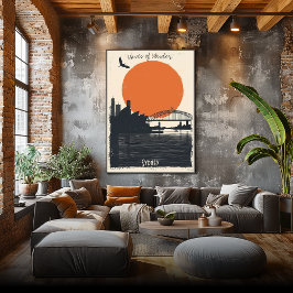 Sydney Silhouettes - Harbor Bridge Reflection Poster