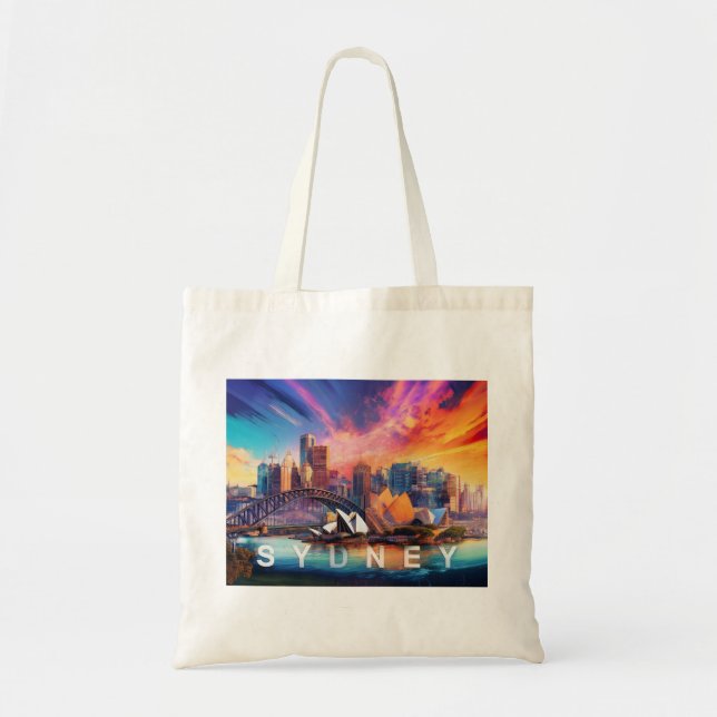 Sydney Skyline Abstrakt Art Tygkasse (Framsidan)