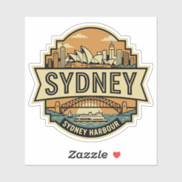 Sydney Skyline Australia Opera House Travel Badge  Klistermärken