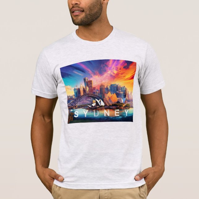 Sydney Skyline Graffiti Art T Shirt (Framsida)