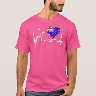 Sydney Skyline Heartslag Australia Flagga Älskare T Shirt