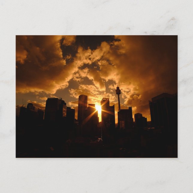 Sydney skyline nattetid vykort (Framsida)