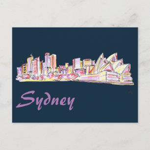 Sydney Skyline Teckning Vykort