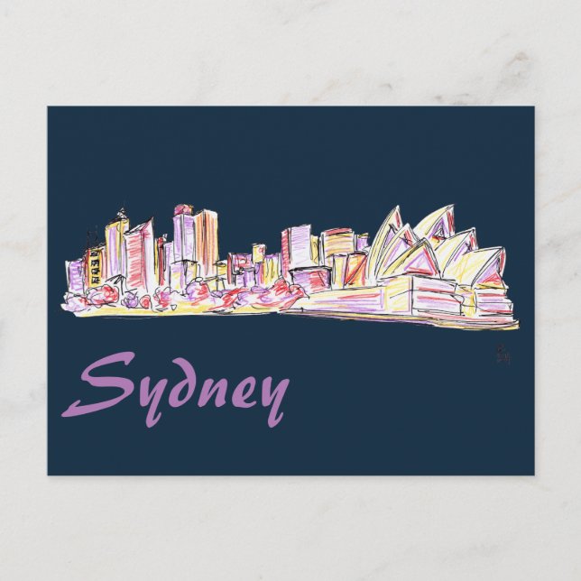 Sydney Skyline Teckning Vykort (Framsida)