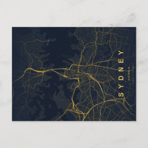 Sydney stads karta Minimal vykort