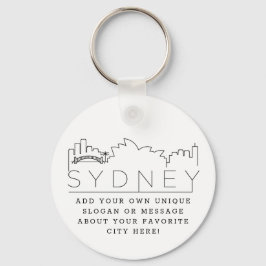 Sydney | Stylized Skyline Anpassningsbar Slogan Nyckelring