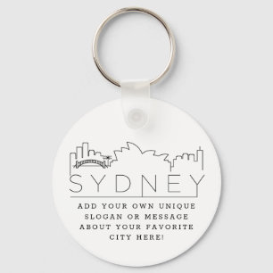 Sydney   Stylized Skyline Anpassningsbar Slogan Nyckelring