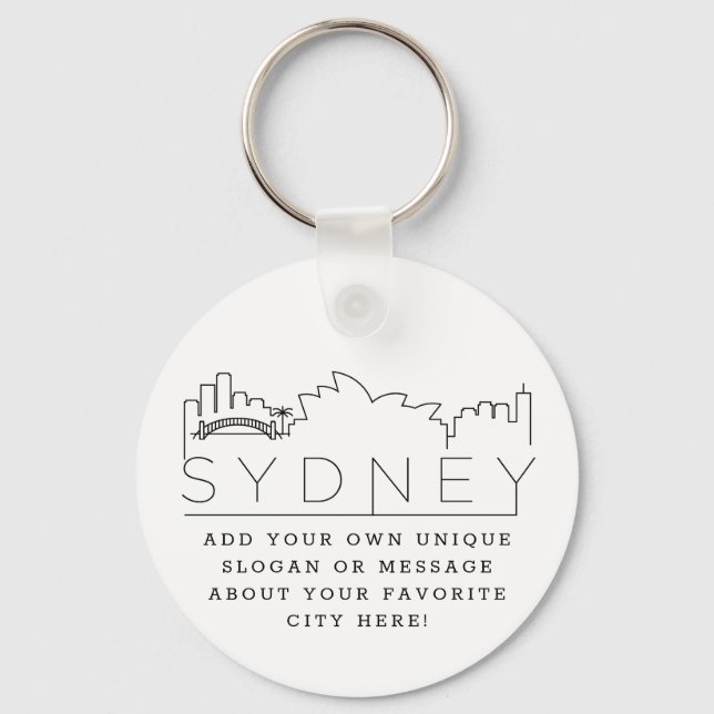 Sydney | Stylized Skyline Anpassningsbar Slogan Nyckelring (Framsida)