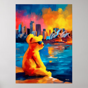 Sydney Teddy Golden Harbor Skyline Print Poster