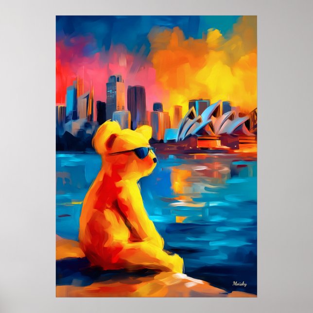 Sydney Teddy Golden Harbor Skyline Print Poster (Framsidan)