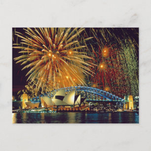 Sydney under fyrverkerivykort vykort