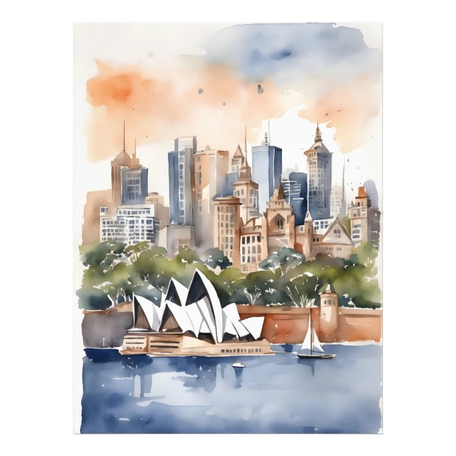 Sydney Vattencolor art Fototryck (Framsidan)