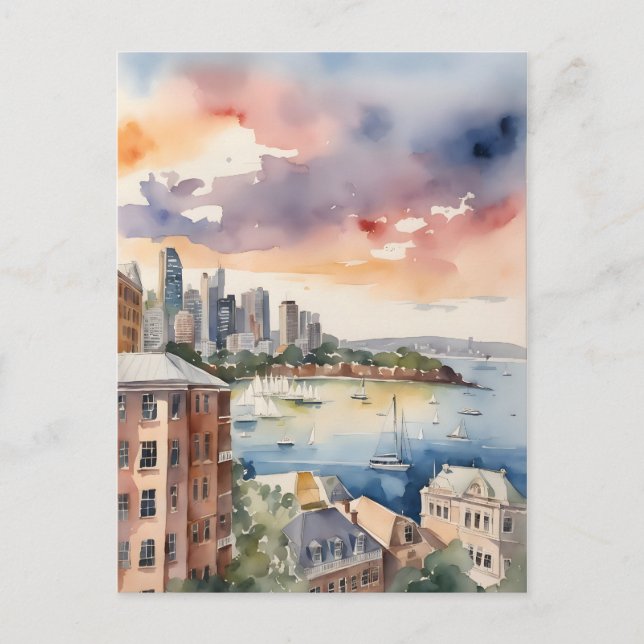 Sydney Vattencolor art Vykort (Framsida)