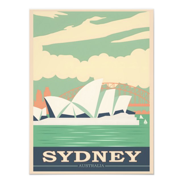 Sydney vintage affisch fototryck (Framsidan)