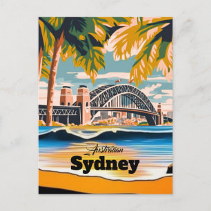 Sydney vykort, handritat stads kort, illustrerad inbjudan vykort
