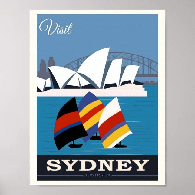 Sydneys opera House och Harbour Bridge, Travel Poster (Framsidan)