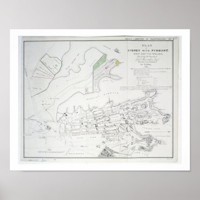 Sydneys plan med Pyrmont, New South Wales, Poster (Framsidan)