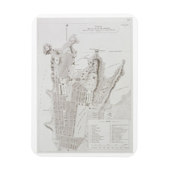 Sydneys stadsplan från Voyage Autour du Magnet (Vertikal)