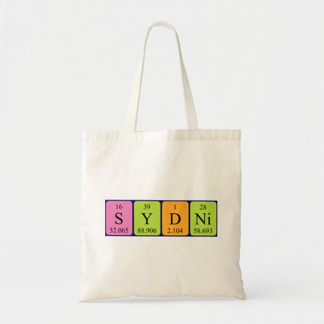 Sydni periodisk bord namn tote bag tygkasse (Framsidan)