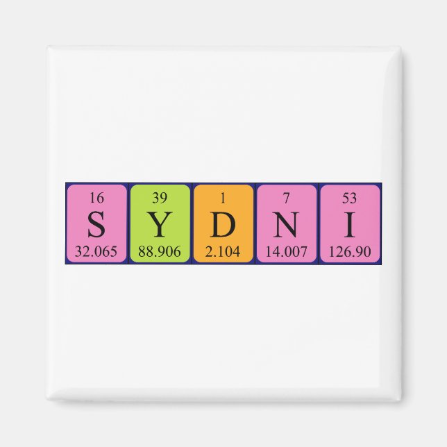 Sydni periodiskt återkommande bord namn magnet (Framsidan)