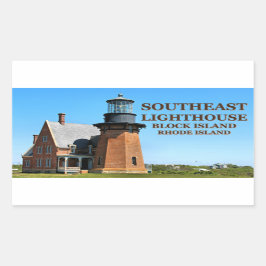 Sydöstra fyr, Block Island RI Stickers Rektangulärt Klistermärke